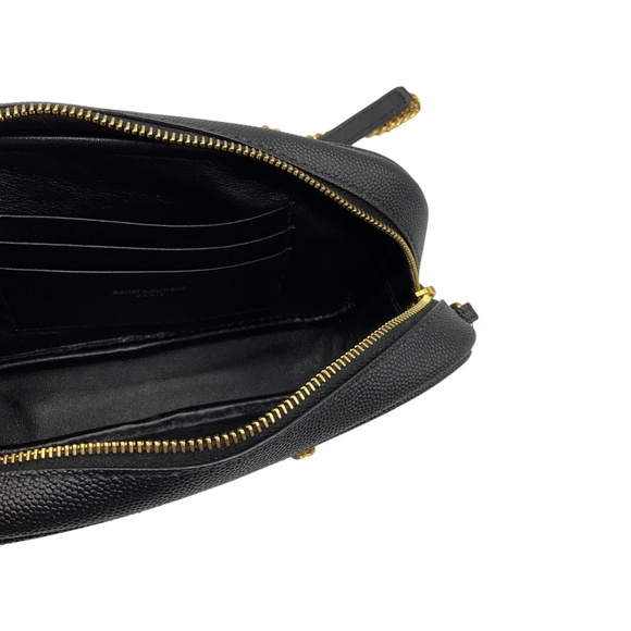 SAINT LAURENT BLACK MATELASSE CHEVRON QUILTED CALFSKIN LEATHER MINI LOU CAMERA B - Picture 11 of 13